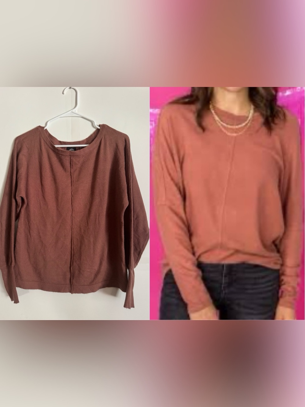 bobeau Rust Crewneck Pullover Sweater